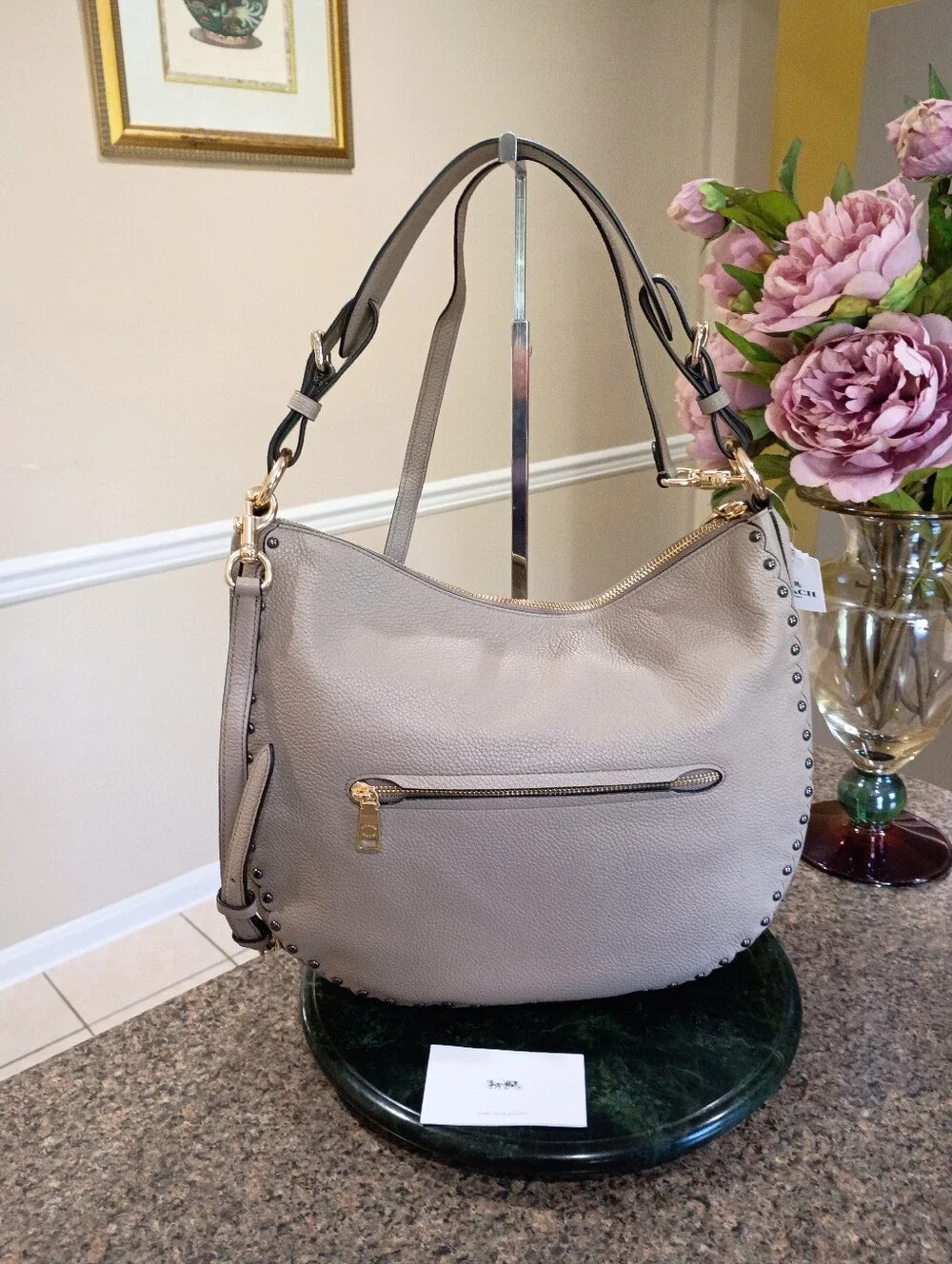 NWT Coach Sutton Hobo Scallop Rivets